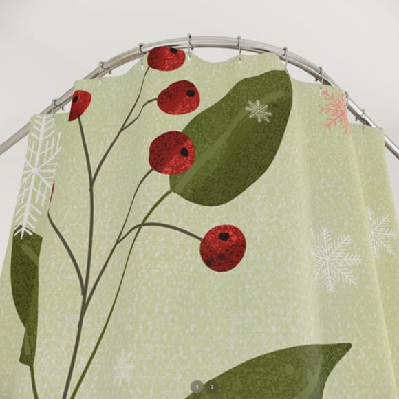 Festive Floral Shower Curtain - Picture 1 of 5